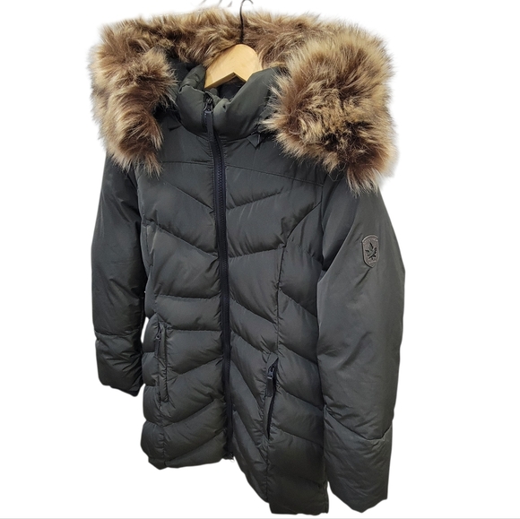 REDX Outerwear Hooded Puffer Jacket Green Mid-Length Winter Parka Women’s M - Picture 5 of 17